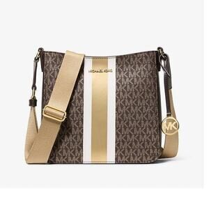 Michael Kors Jet Set Small North South Stripe Signature Logo Crossbody Bag